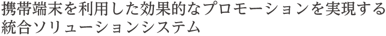 携帯端末を利用した効果的なプロモーションを実現する統合ソリューションシステム