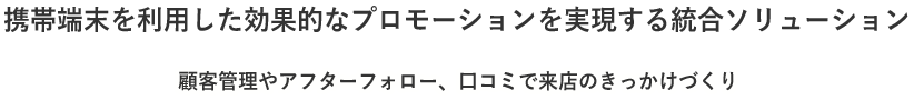 携帯端末を利用した効果的なプロモーションを実現する統合ソリューション　顧客管理やアフターフォロー、口コミで来店のきっかけづくり